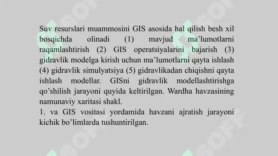 Gidrografiyada GIS, kompyuter texnologiyalari, aerokosmik ma’lumotlardan foydalanish 3