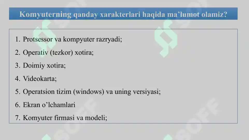 Kompyuter asosiy xarakteritikalari 3
