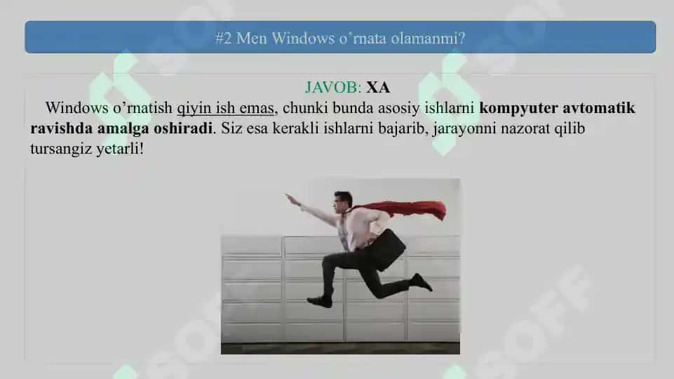 Windows o’rnatishdagi savol-javoblar 3