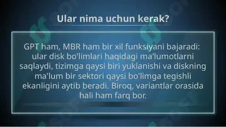Disk bo'limlash tizimlari (GPT va MBR) 3