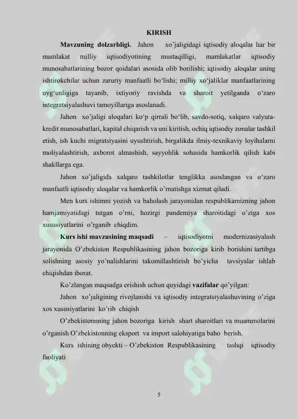 JAHON XO’JALIGI TARAQQIYOTINING  HOZIRGI ZAMON  XUSUSIYATLARI 5