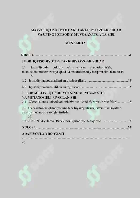 IQTISODIYOTDAGI TARKIBIY O`ZGARISHLAR VA UNING IQTISODIY MUVOZANATGA TA`SIRI 3