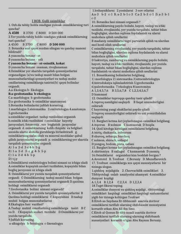 6-sinf mavzulashtirilgan test savollari 2