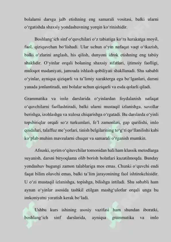 Boshlang‘ich sinf grammatika va imlo darslarida qiziqarli o‘yinlardan foydalanish 4