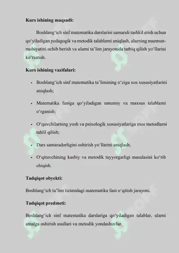 BOSHLANG‘ICH SINFLARNING MATEMATIKA DARSLARI VA ULARGA QO‘YILADIGAN TALABLAR 5