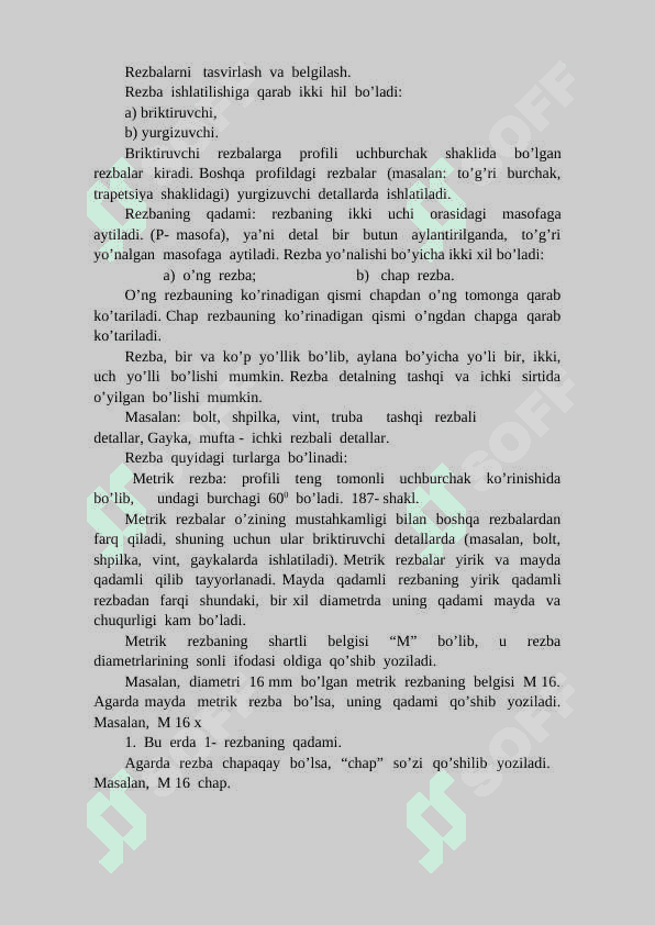 Rezba ochish asbob va uskunalari haqida umumiy ma'lumot 2