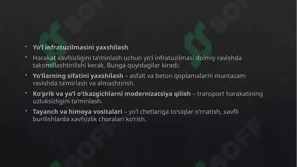 Avtomobil yo'llarida harakatga xizmat ko'rsatish 5