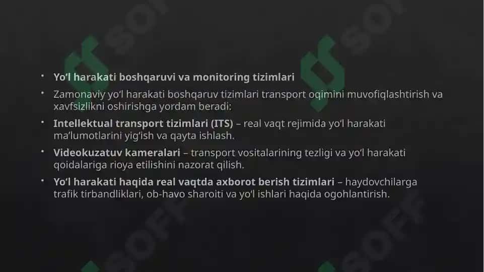 Avtomobil yo'llarida harakatga xizmat ko'rsatish 6