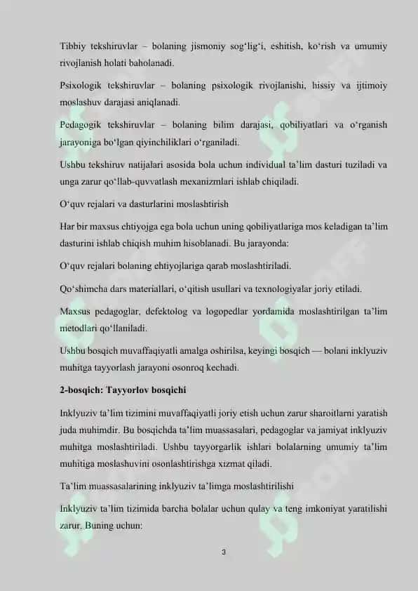 Inklyuziv ta'limga jalb qilish bosqichlari. 3