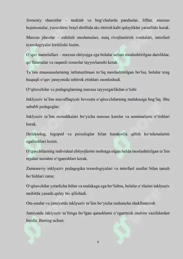 Inklyuziv ta'limga jalb qilish bosqichlari. 4