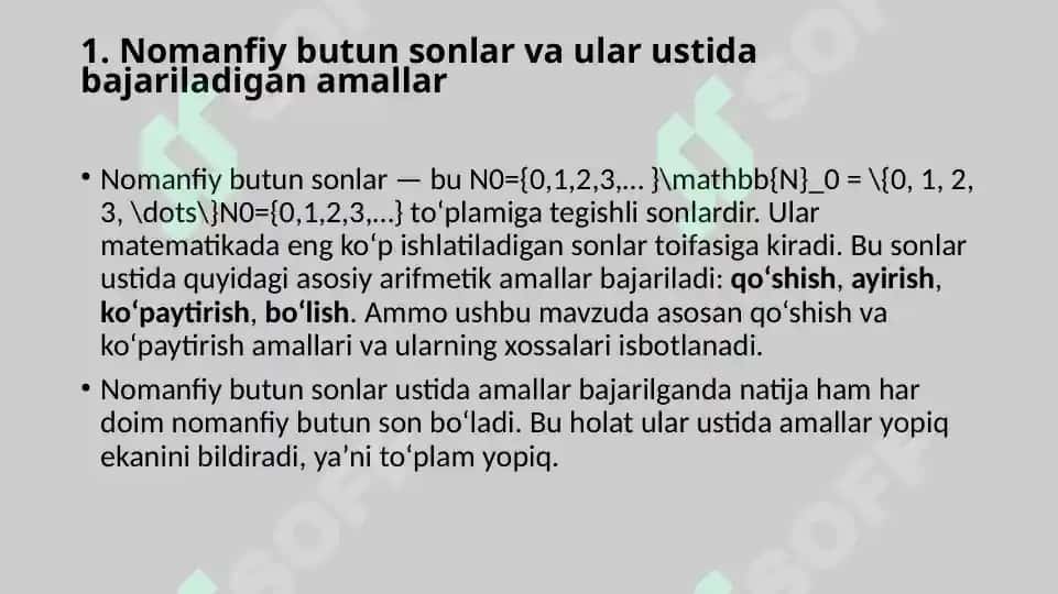 Nomanfiy butun sonlar va ular ustida bajariladigan amaliyotlar 3