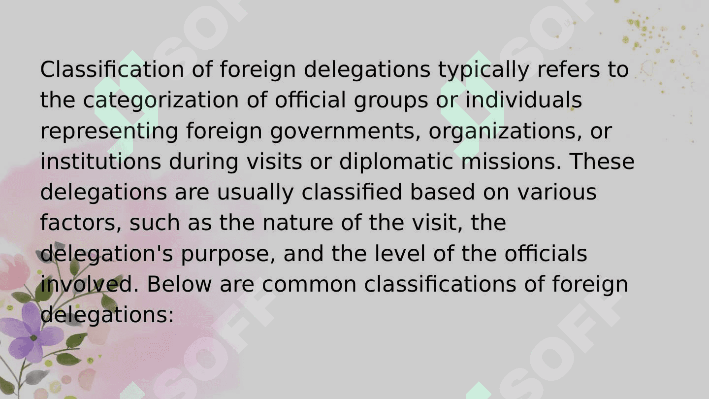 Classification of foreign Delegations 2