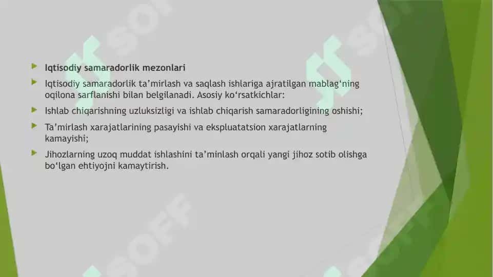 Ta'mirlash va saqlash bo'yicha ishlar 6