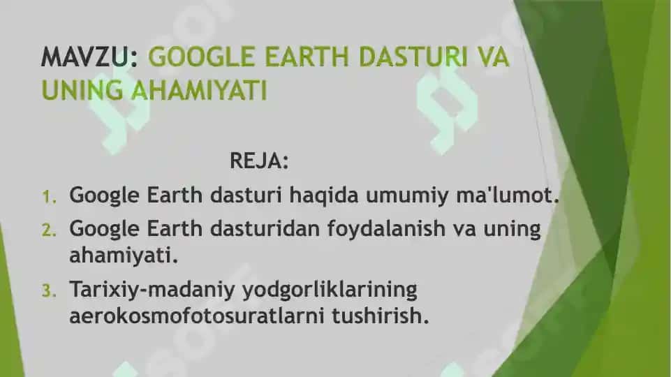 Google Earth dasturidan foydalangan holda tarixiy madaniy yodgorliklarni aniqlash 2