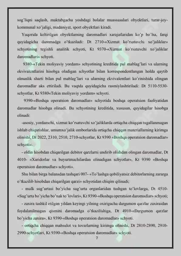 Asosiy xo'jalik faoliyatidan tushgan daromadlar bilan bog'liq auditorlik tekshiruvi 7