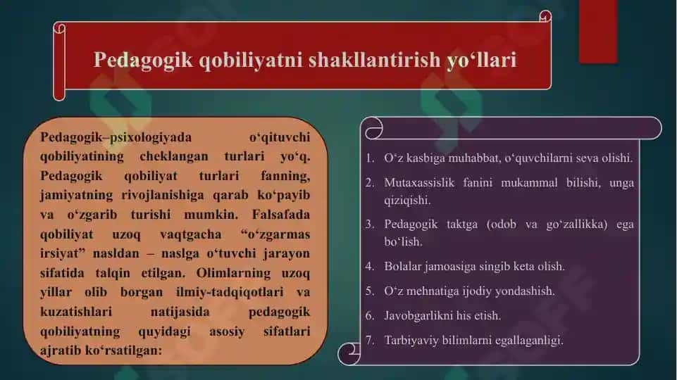 Pedagogik qobiliyatni shakllantirish yo'llari.Kommunikatsiya haqida tushuncha 7