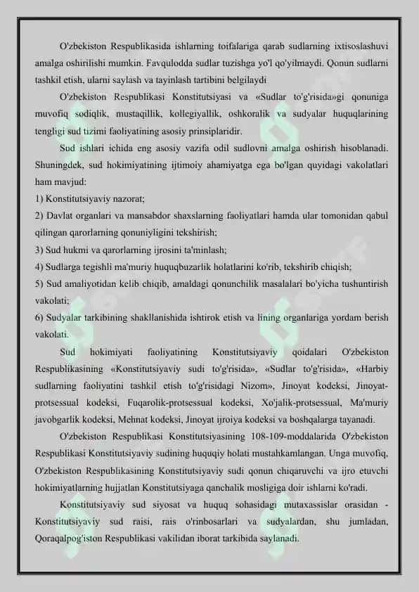 O'zbekiston Respublikasida sud tizimining Konstitutsiyaviy asoslari 3