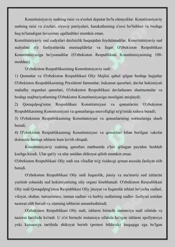 O'zbekiston Respublikasida sud tizimining Konstitutsiyaviy asoslari 4