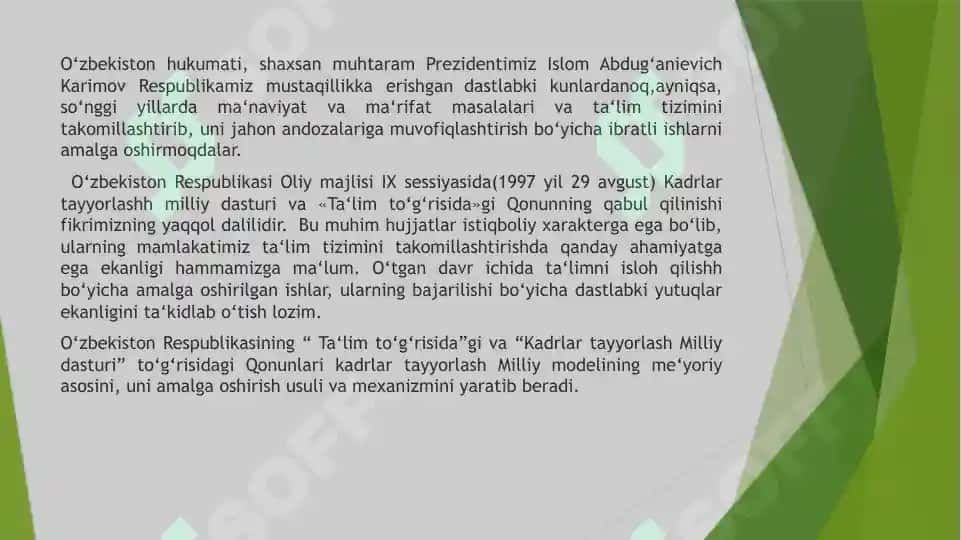 O’zbekiston Respublikasining Kadrlar tayyorlash milliy dasturi: asosiy vazifalar, maqsadlar 3