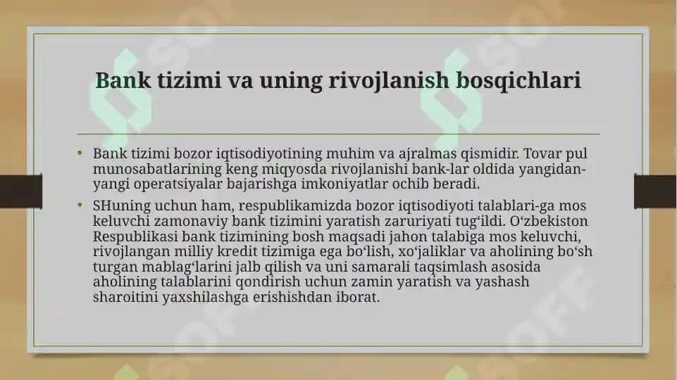O’zbekiston Respublikasi bank tizimi va uning tarkibi 2