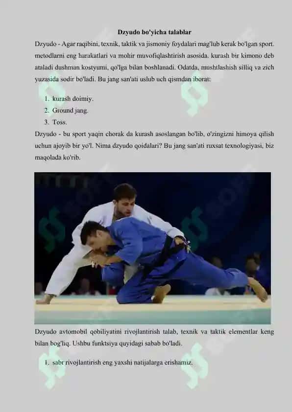 Dzyudo kurashning qoidalari va shikastlanishning oldini olish 2
