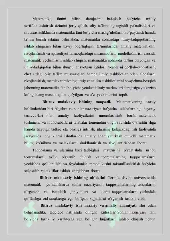 Taqqoslamalar va ularning bazi tadbiqlari 5