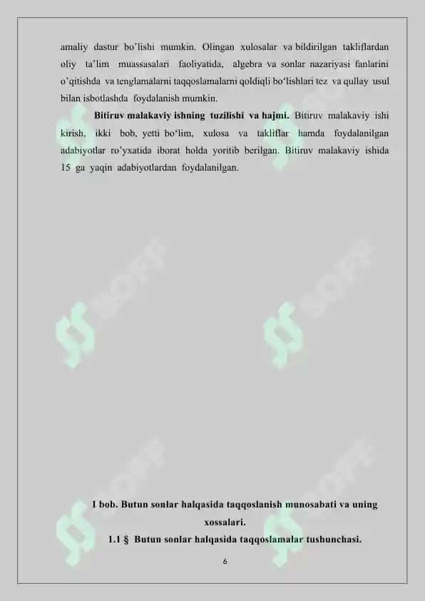 Taqqoslamalar va ularning bazi tadbiqlari 6