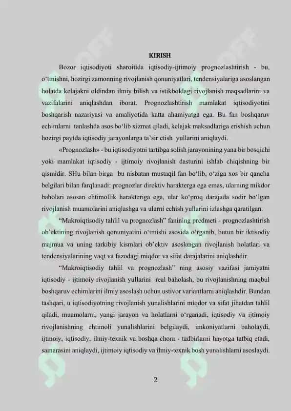 Ijtimoiy va iqtisodiy rivojlanishini prognozlashtirishning mohiyati 2