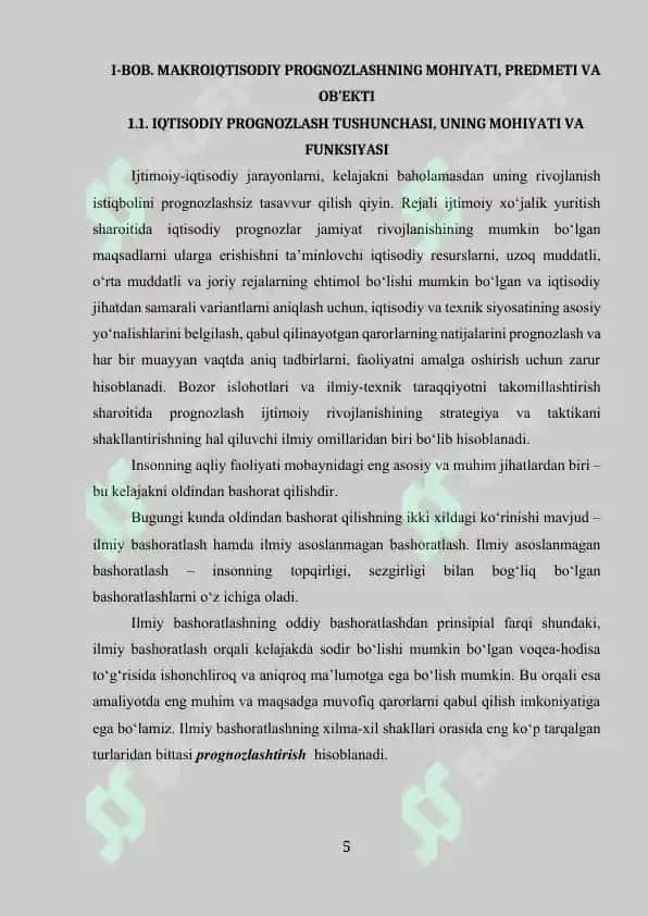 Ijtimoiy va iqtisodiy rivojlanishini prognozlashtirishning mohiyati 5