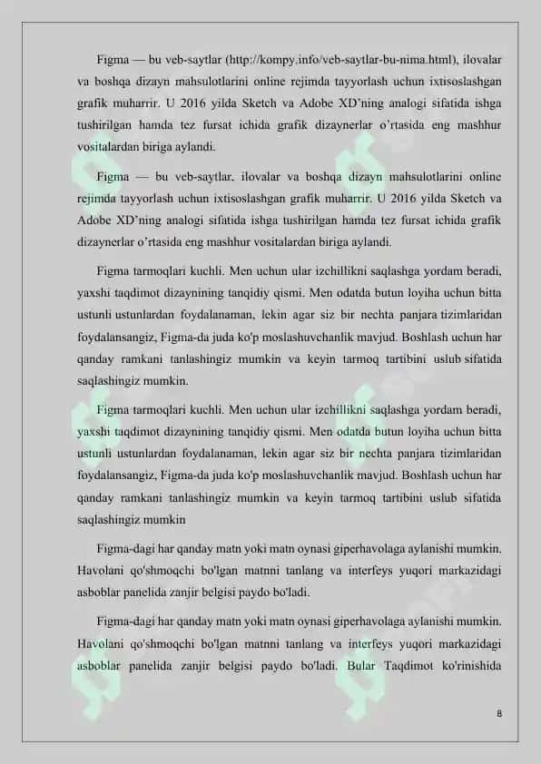 Figma dasturi bilan ishlashning qoʻshimcha imkoniyatlari 8