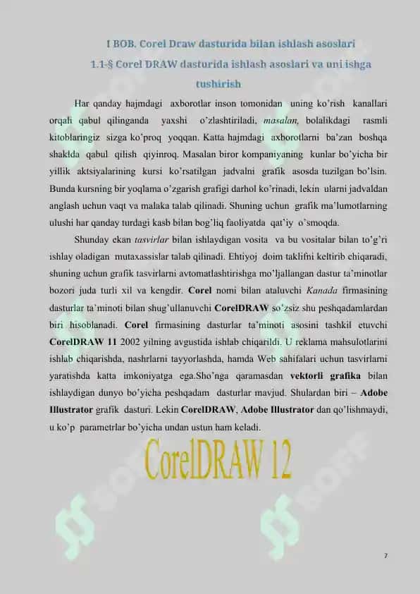 Corel Draw dasturi bilan ishlash, qo’shimcha imkoniyatlarini amaliy darslarda qo’llash 6