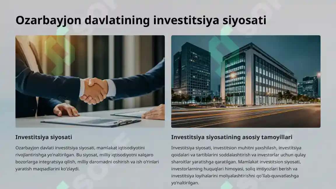Ozarbayjon investitsiya siyosati 2