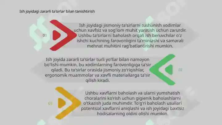 Ish joyida uchraydigan asosiy zararli tasirlar va ularni gigiyenik baholash 3