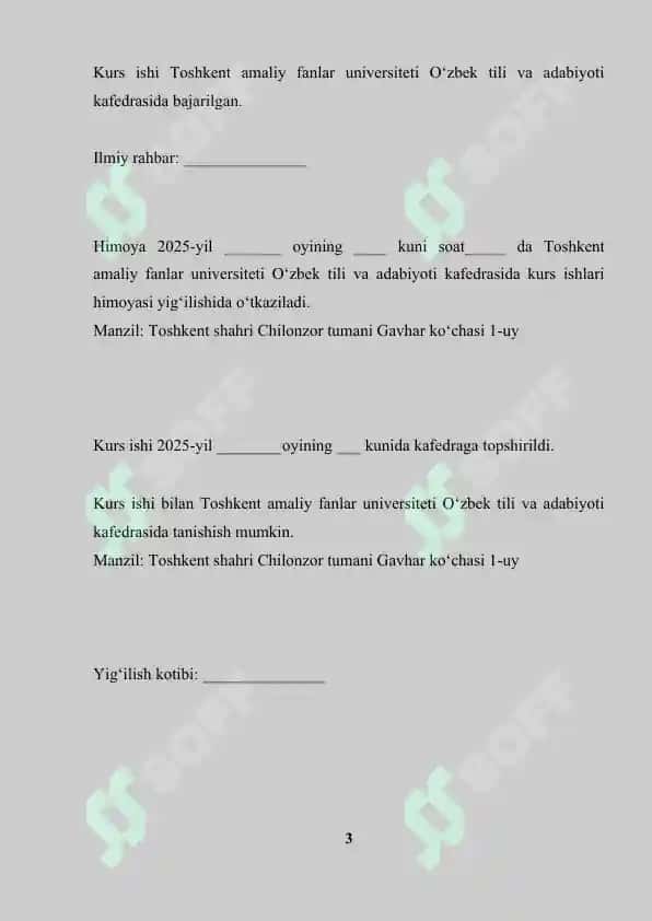 Kurs ishi "Tushda kechgan umrlar" romanida fojeaviylik mavzusida 2