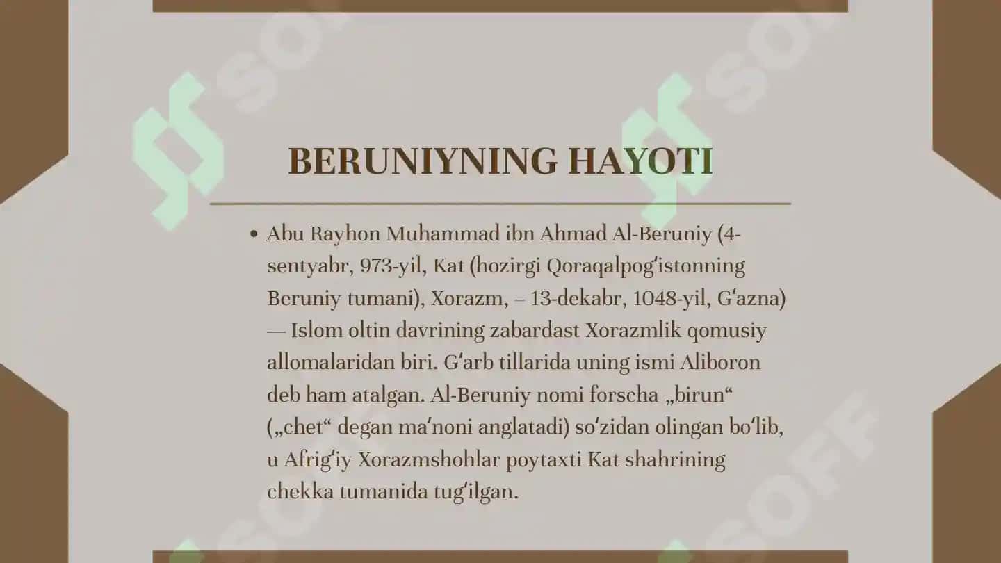 Abu Rayhon Beruniy haqida ma'lumotlar 4