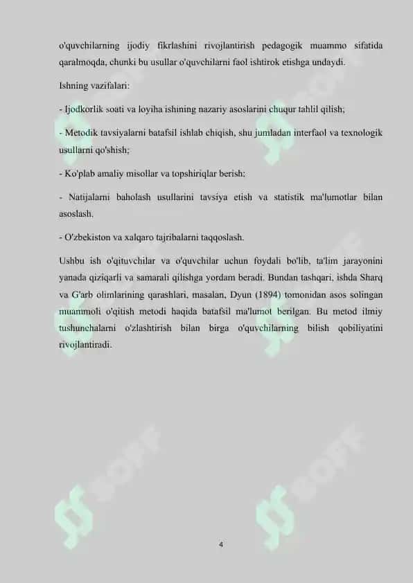 BOSHLANG'ICH SINF ONA TILI DARSLARIDA IJODKORLIK SOATI - LOYIHA ISHI DARSLARINI TASHKIL ETISH 4