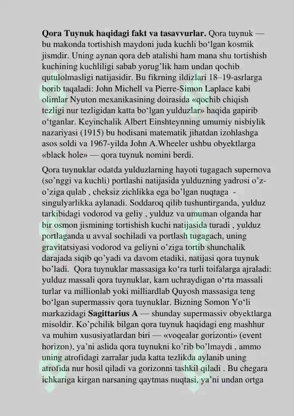 Ko'p o'qilgan ammo tubdan tushunilmagan Qora Tuynuk nazariyalari 2