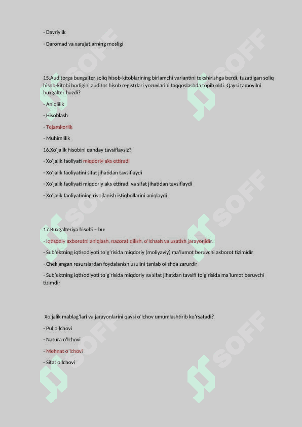 "BUXGALTERIYA HISOBI" FANIDAN TEST JAVOBLARI BILAN 4