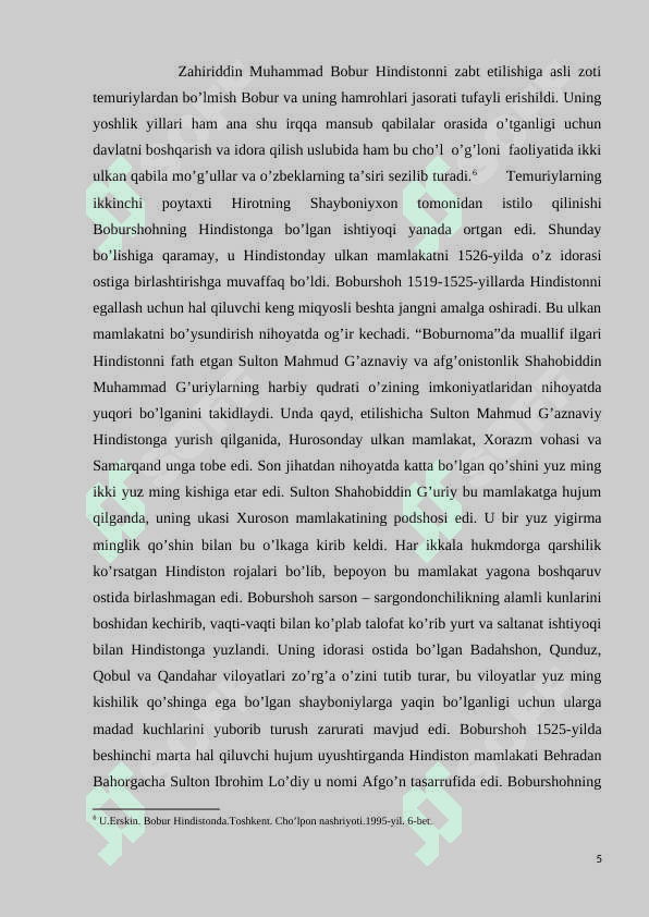 ZAHIRIDDIN MUHAMMAD BOBURNING HAYOTI VA IJODIY MEROSI 5
