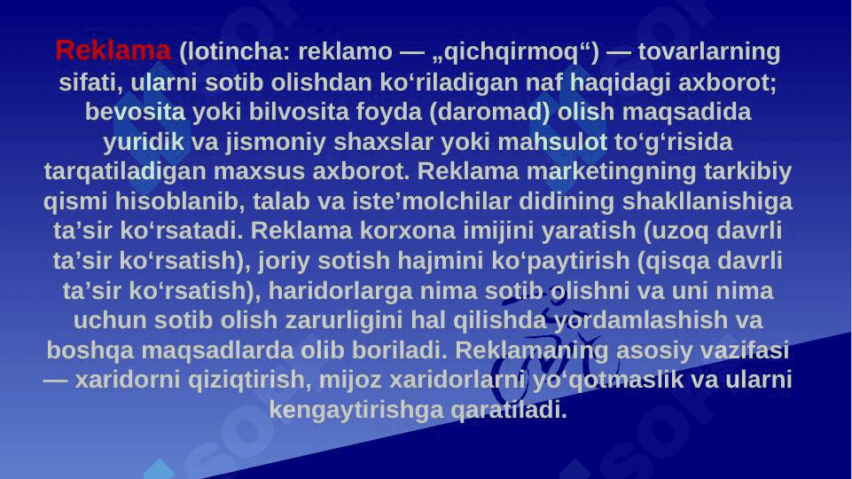 Reklama turlari, shakl va vositalari 2