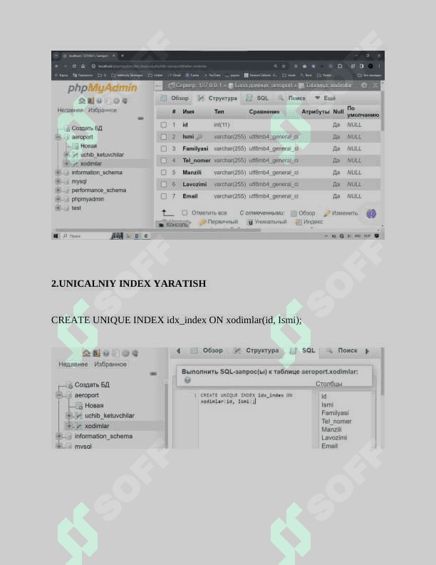 SQL tilida INDEX yaratish. Tasavvur, VIEW yaratish va undan foydalanish 3