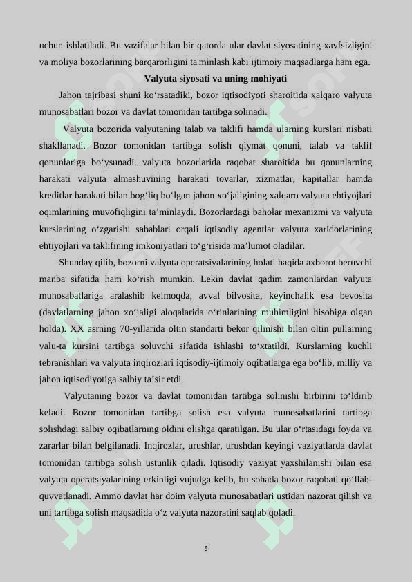 O‘zbekiston Respublikasi valyuta siyosatining xususiyatlari 5