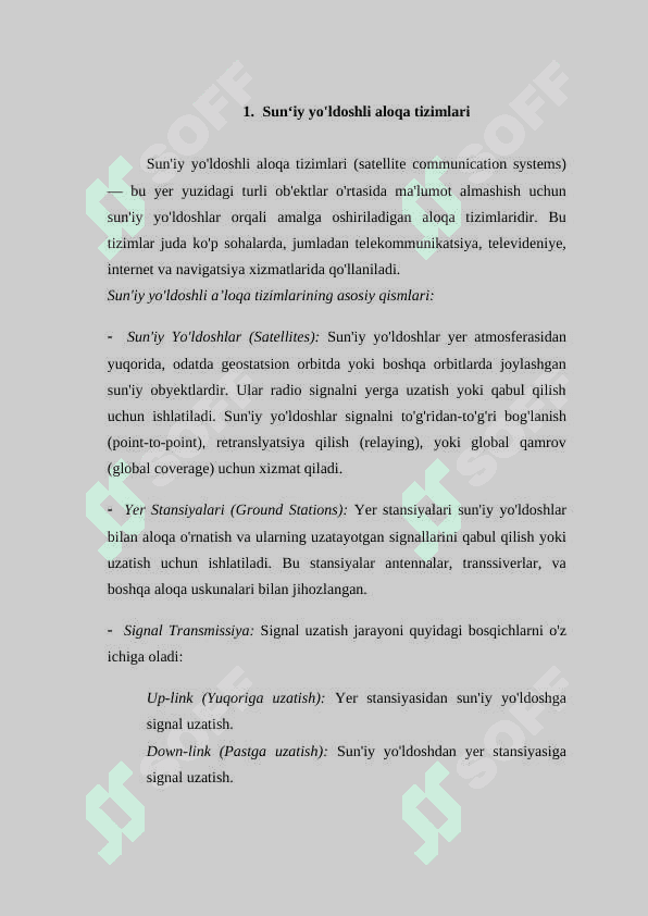 Suniy yo'ldoshli aloqa tizimlarining Geosatsionar orbitasi 4
