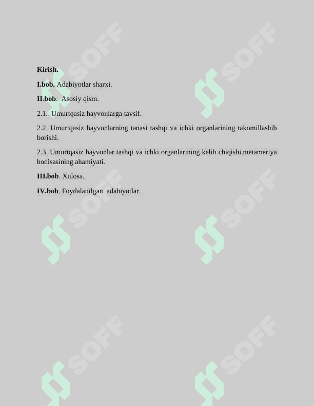 Umurtqasiz hayvonlarda metameriya holatini mohiyati 2