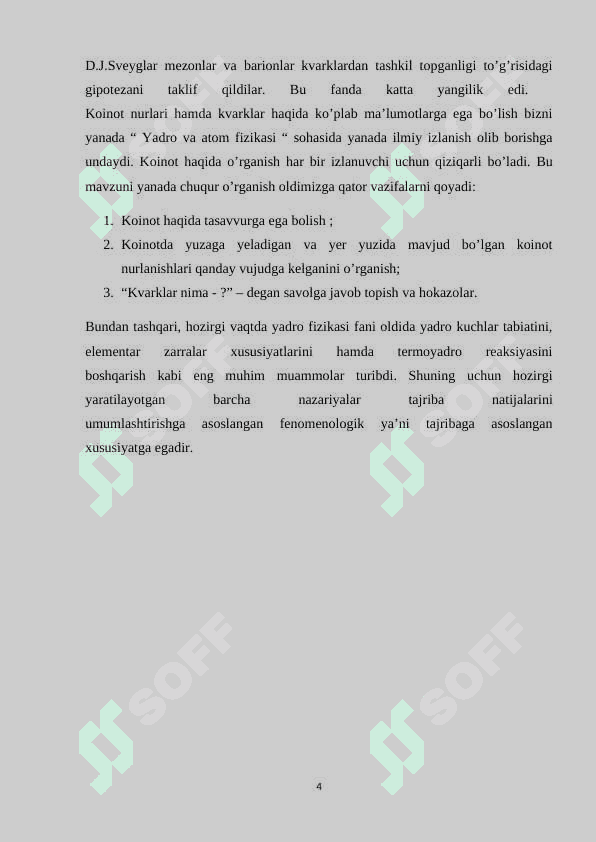 Koinot nurlari va kvarklar 4