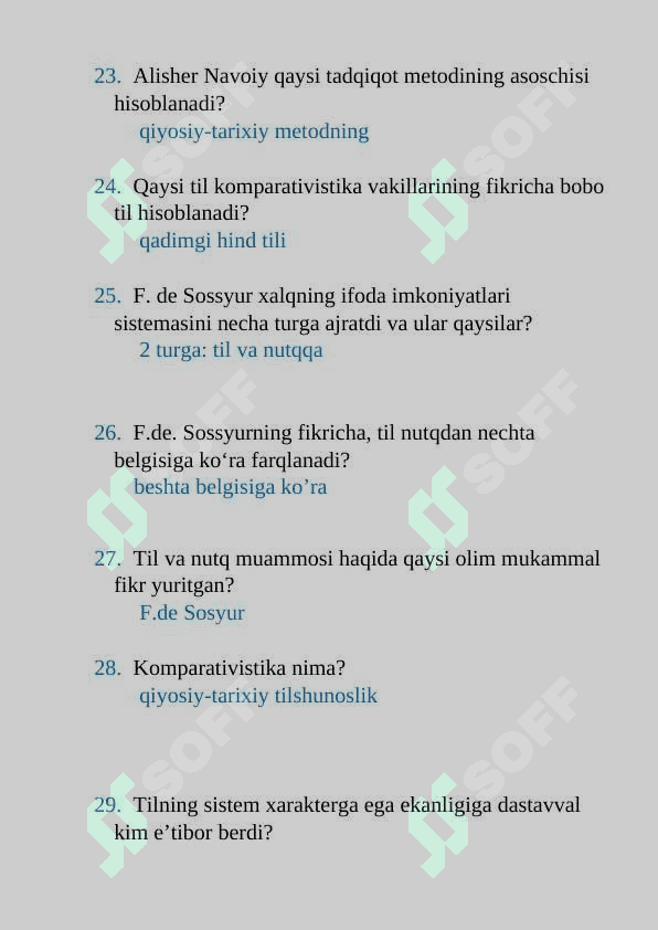 Tilshunoslik test savollari javoblari bilan 4
