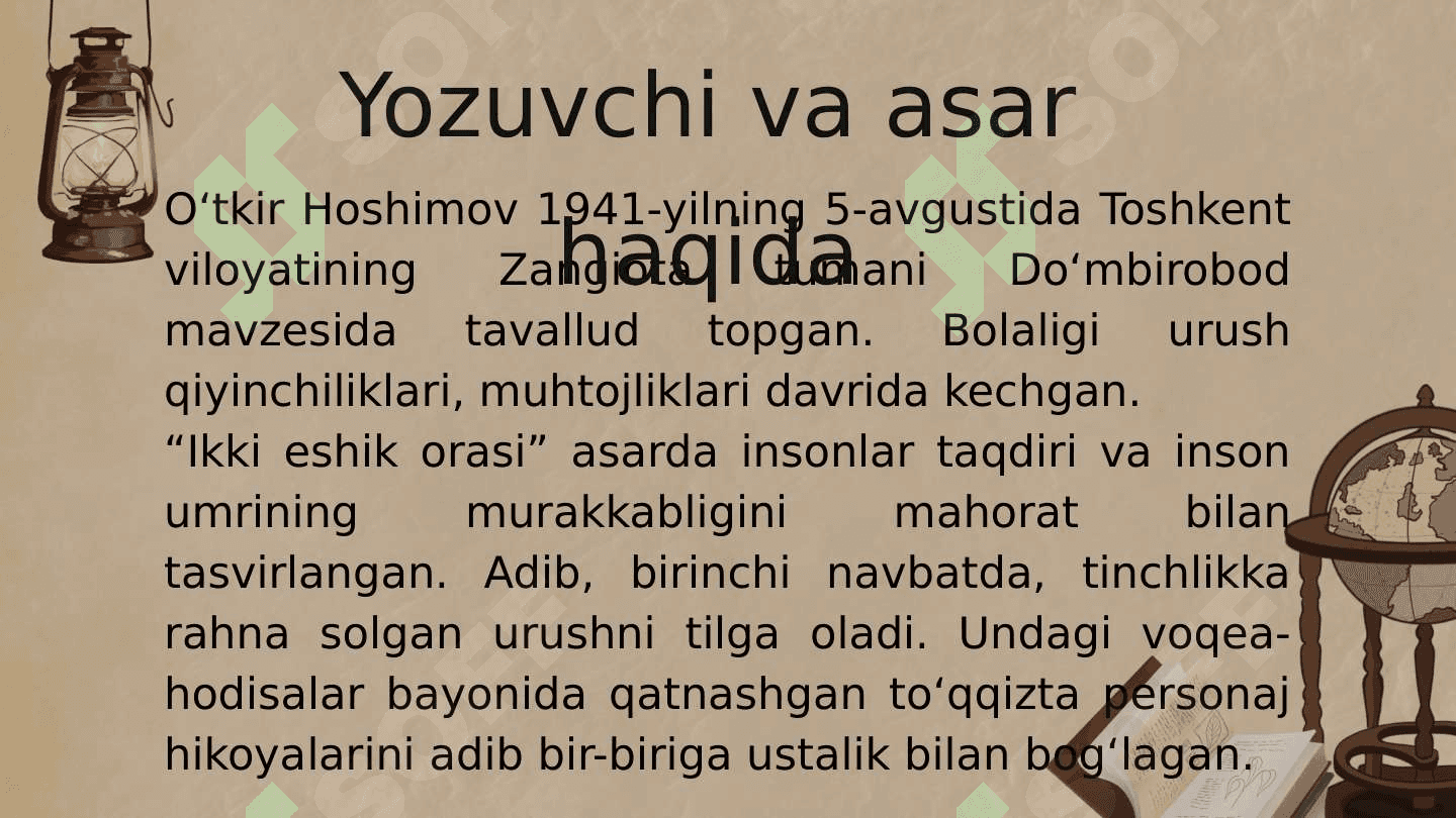 ikki eshik orasi asar bo'yich taqdimot 2