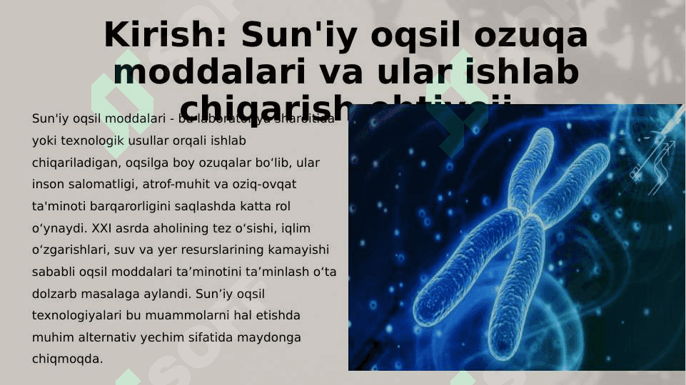 Sun'iy oqsil ozuqa moddalari ishlab chiqarilishi va kelgusidagi imkoniyatlar 2