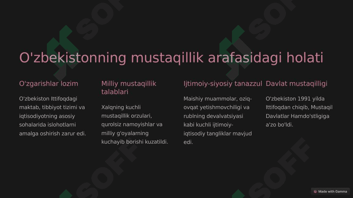 Qayta qurish yillarida O'zbekistondagi ijtimoiy-siyosiy vaziyat 2