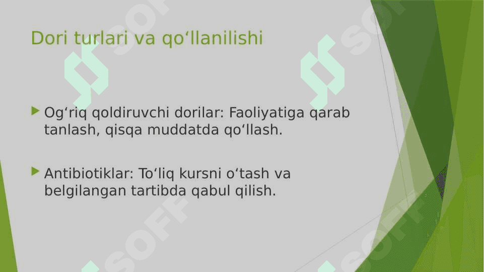 Dorilarni qo'llash dorilarni A va B ro'yxatga olish 5